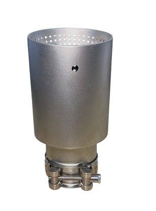 Насадка на глушитель AKRAPOVIC (скошенная, с перфорацией) 63-89мм (серебристая)