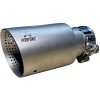Насадка на глушитель AKRAPOVIC (скошенная, с перфорацией) 63-89мм (серебристая)