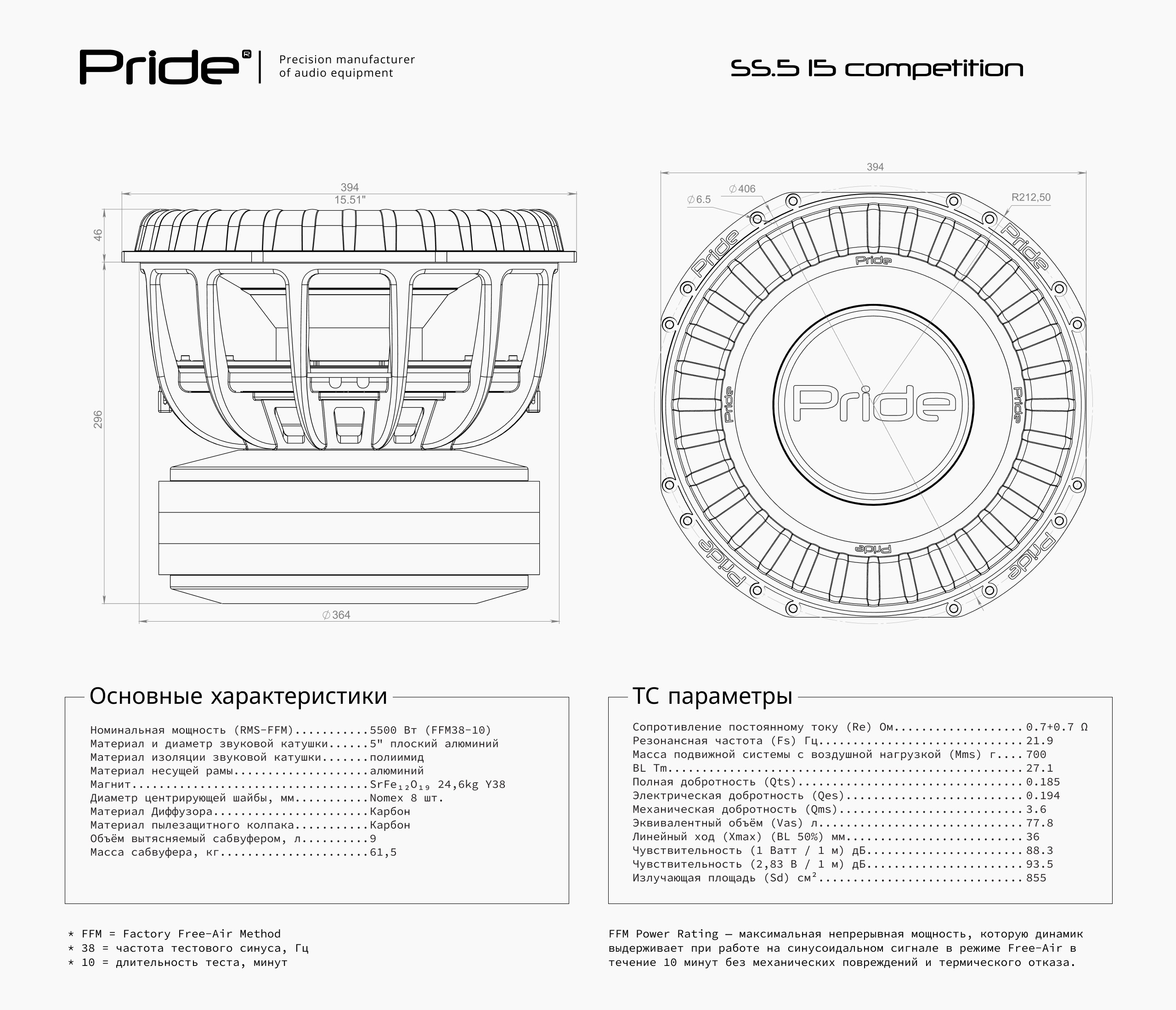Сабвуфер Pride SS5 15" Competition D0,7