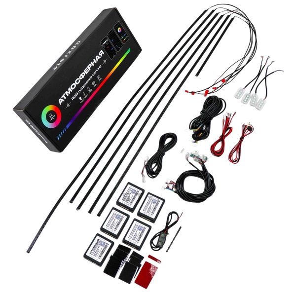 Контурная подсветка салона Ambient light (black) 64 цвета (18 источников света) с приветствием