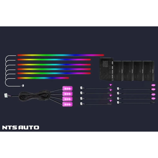 Контурная подсветка салона NTS AUTO Ambient light с приветствием 18 в 1 RGB черная нить